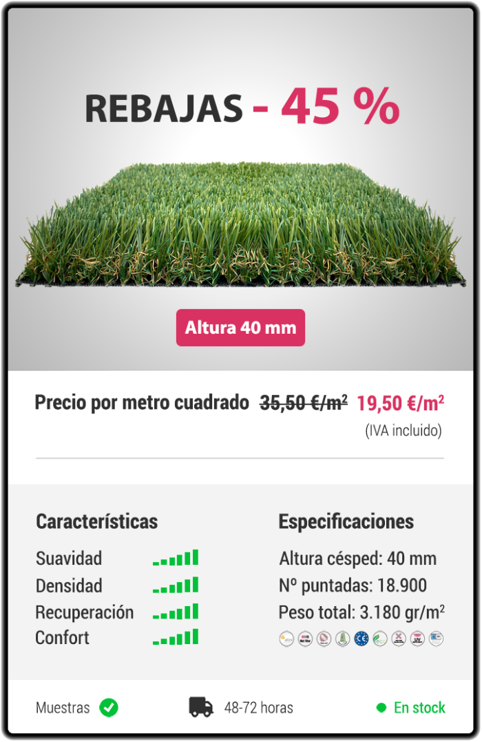 Cesped artificial PREMIUM 40
