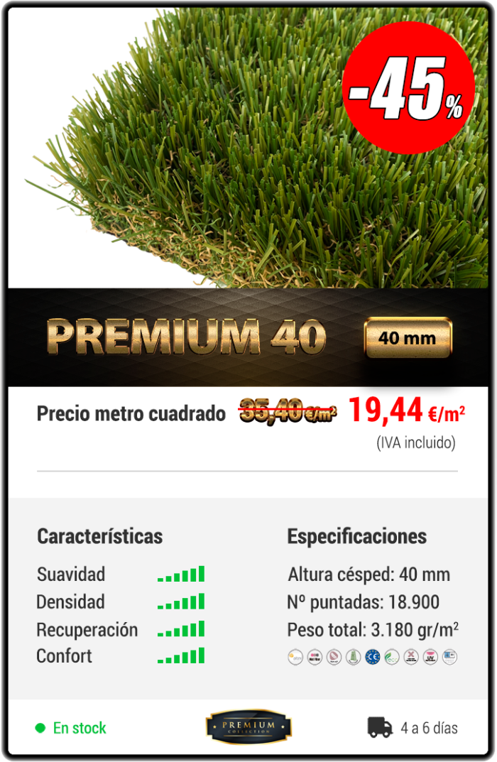 Césped artificial Premium 40