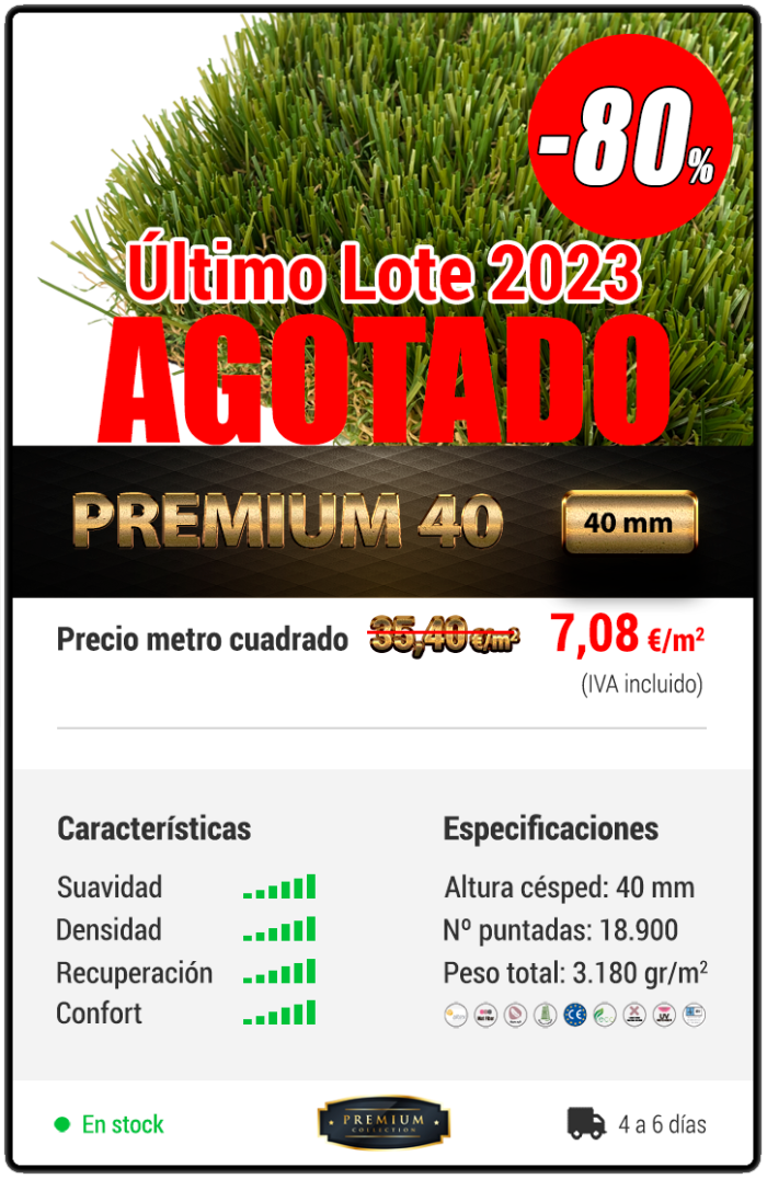 Césped artificial Premium 40 Lote 2023